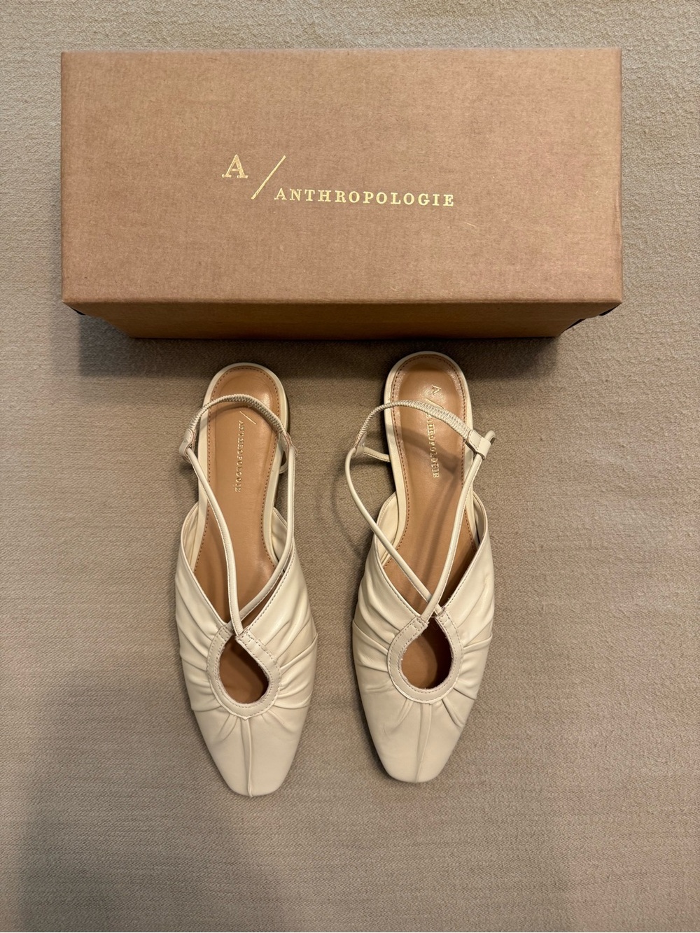 Anthropologie Cream Slingback Shoes - Picture 3 of 3